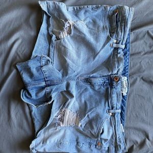 Torrid size 24 embroidered floral blue jean shorts